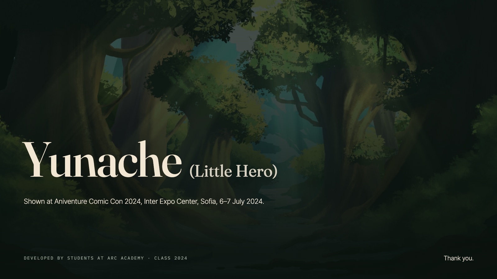 Thank you slide: shown at Aniventure Comic Con 2024, Inter Expo Center, Sofia, 6–7 July 2024.